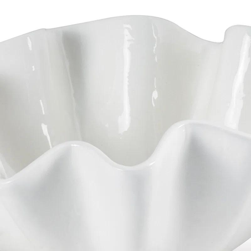 Ruffle Ceramic Bowl by Regina Andrew - White / Large