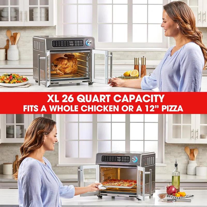 Emeril Lagasse Extra Large French Door Air Fryer Toaster Oven Combo, 25 Cooking Functions and Digital Controls, 7 Accessories Included, Stainless Steel Finish, 26QT Capacity & Reviews | Wayfair