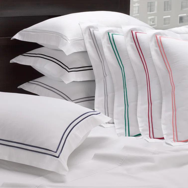 Ella Jayne Home Ella Jayne Cotton Duvet Cover with Satin Satin Stitching 3-Piece Set, White with White Satin Stitching
