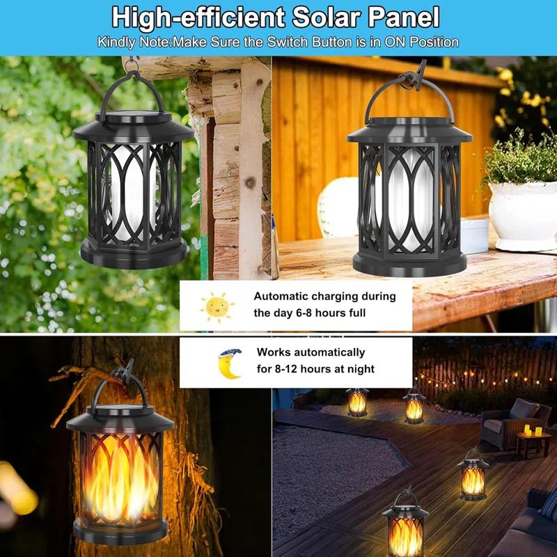 KOOPER Solar Lantern Outdoor Lights, Upgraded Flickering Candle Solar Lanterns Lights Outdoor Waterproof, Hanging Outdoor Solar Lanterns Lights, Solar Powered Lanterns For Yard Garden Decor (Set of 2)