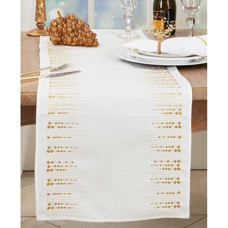Saro Charming Embroidered Dots Table Runner