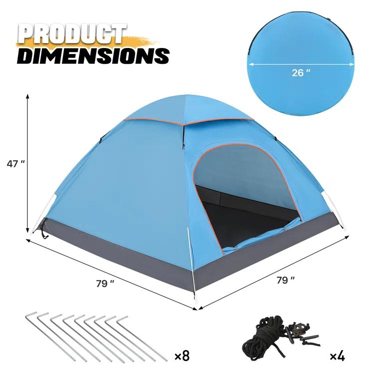 MoNiBloom 2 Person Instant Automatic Pop Up Camping Tent Waterproof Dome Tent with Rain Fly for Outdoor Hiking