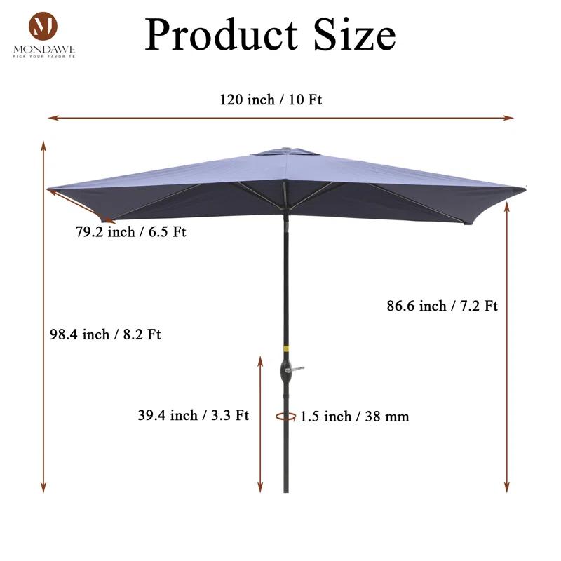 mondawe Mossas 120'' x 79'' Rectangular Market Umbrella
