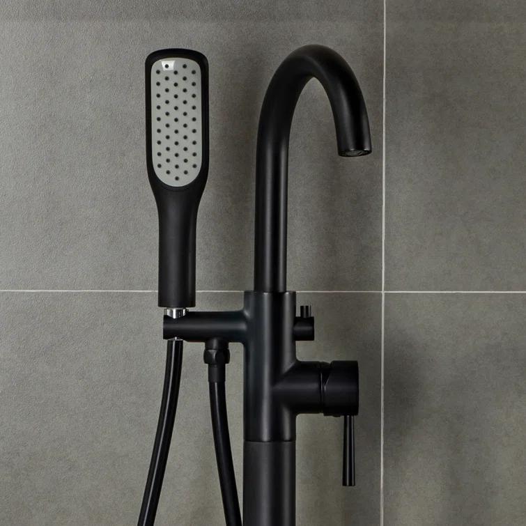 WoodBridge Single Handle Floor Mounted Freestanding Tub Faucet F0025MBSQ