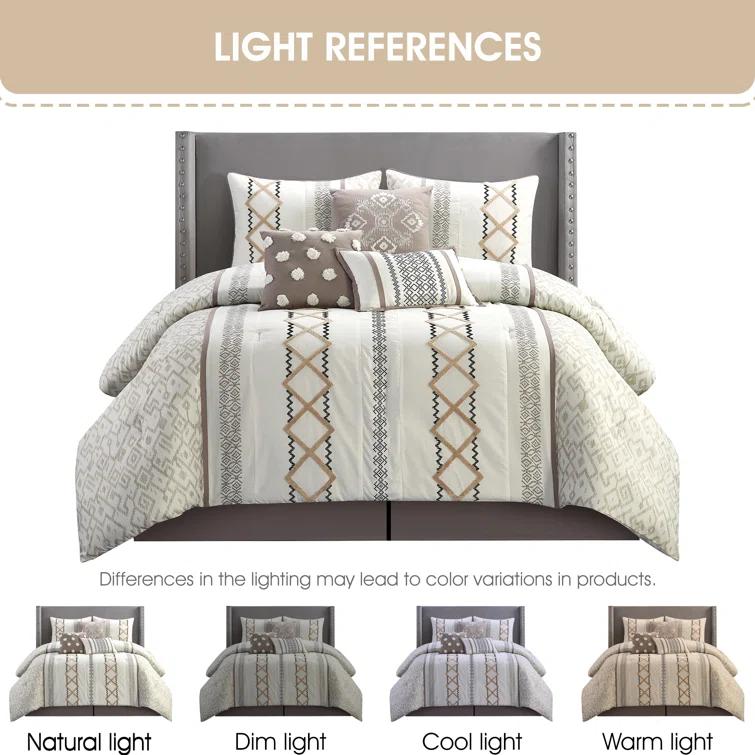 Nanshing America, Inc Anthony Microfiber 7 Piece Comforter Set