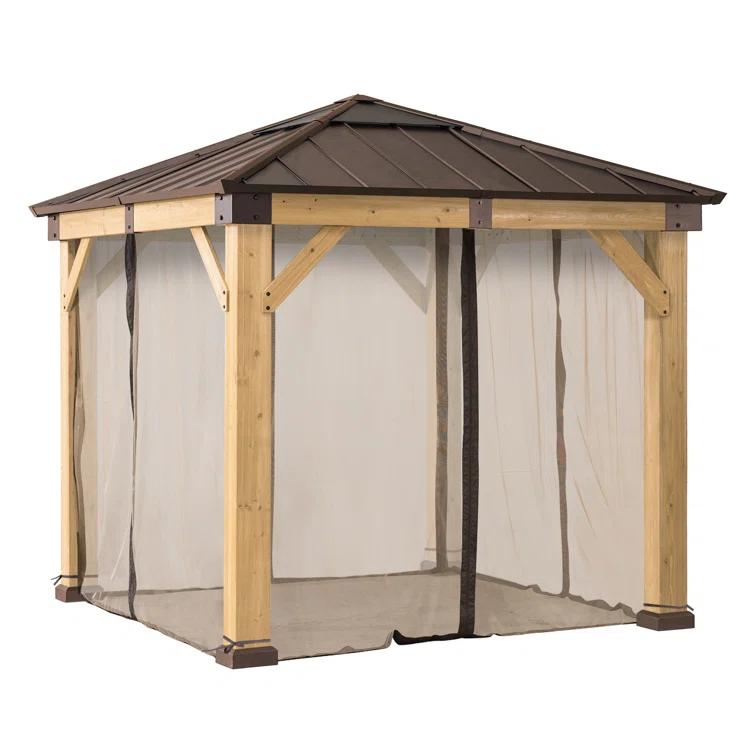 Sunjoy Universal Mosquito Netting for Wood Framed Gazebos, 4-Panel Screen Walls for Outdoor Patio with Zipper (Mosquito Net Only) & Reviews | Wayfair