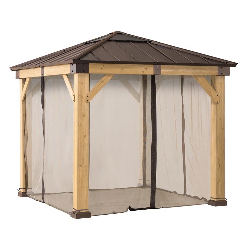 Sunjoy Universal Mosquito Netting for Wood Framed Gazebos, 4-Panel Screen Walls for Outdoor Patio with Zipper (Mosquito Net Only) & Reviews | Wayfair