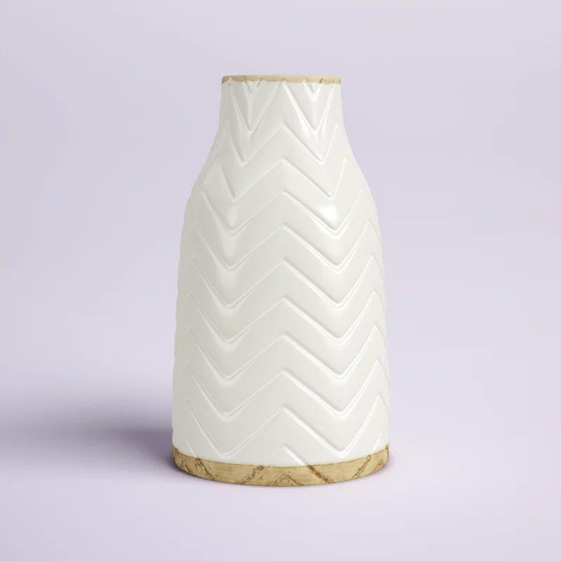 Porcelain Ceramic Decorative Vase with Brown Base