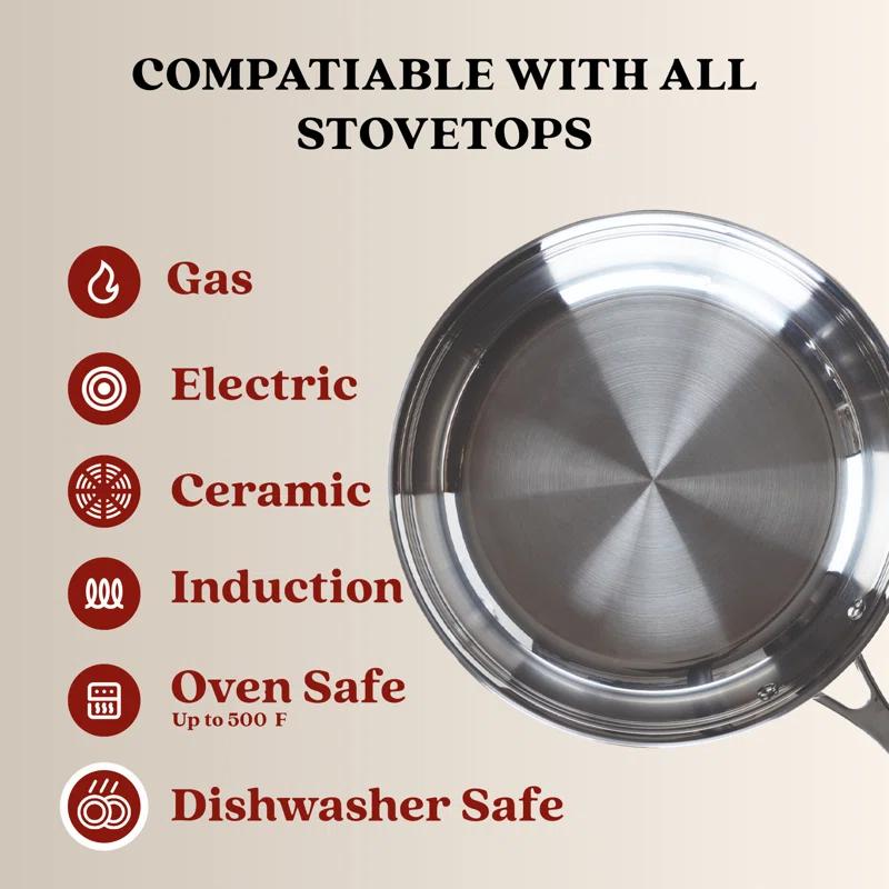 Alva Alva Chef Premium Stainless Steel Tri-Ply Frying Pan