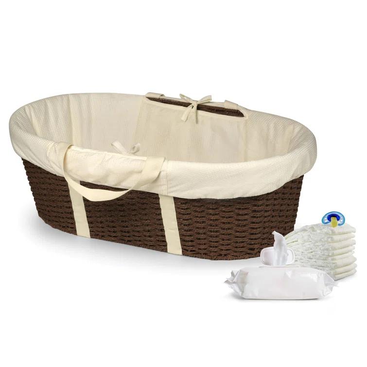 Harriet Bee Landyn Wicker-Look Moses Changing Basket with Bedding