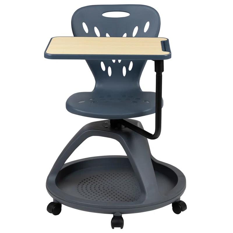 Flash Furniture Mobile Desk Chair with 360° Tablet Rotation and Storage Cubby