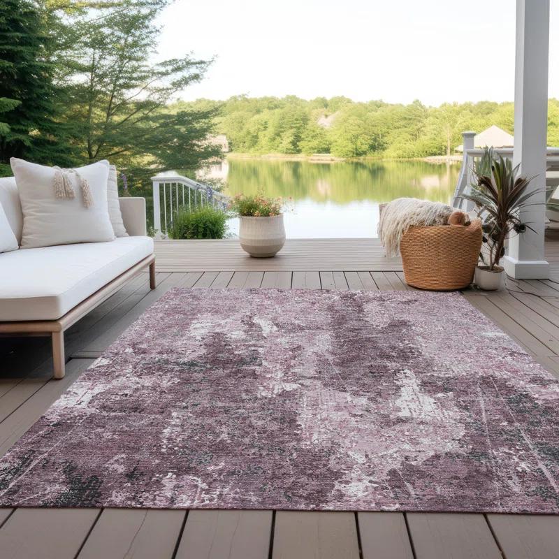 Machine Washable Indoor/Outdoor Chantille ACN1392 Pink Rug
