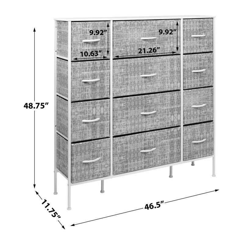 Sorbus 12 Drawers Dresser with Steel Frame and Wood Top