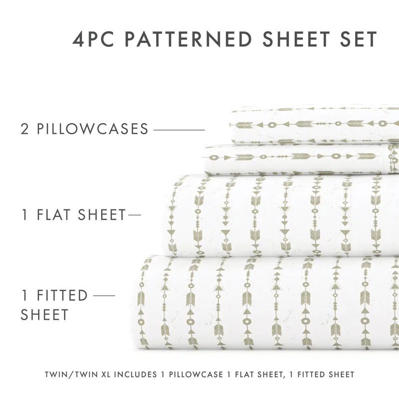 Home Beaded Arrows Striped Pattern Microfiber Sheet Set