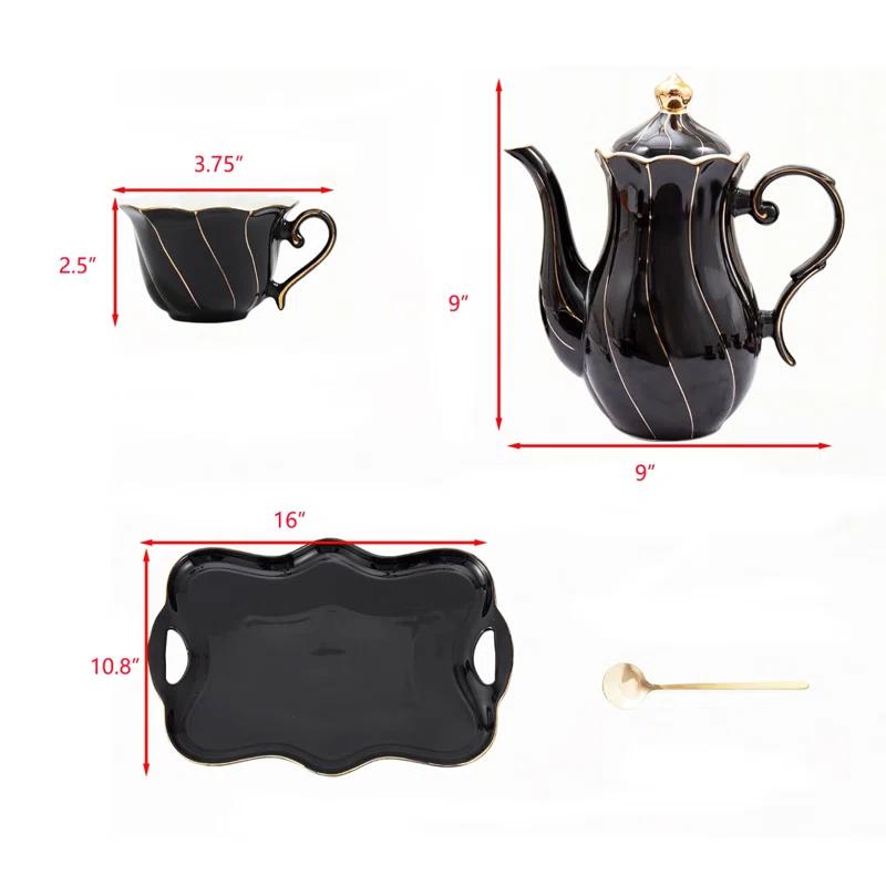Ameriwood 14 pcs Tea Set of 6 with Tea Tray & Spoons
