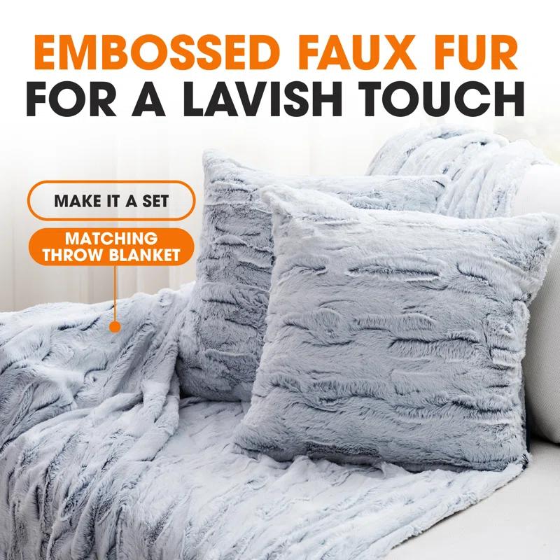 Cheer Collection Ombre Faux Fur Throw Pillow (Set of 2)