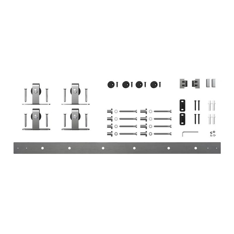 Architectural Products by Outwater L.L.C. Solid Steel Mini Sliding Rolling Barn Door Hardware Kit for Double Wood Doors