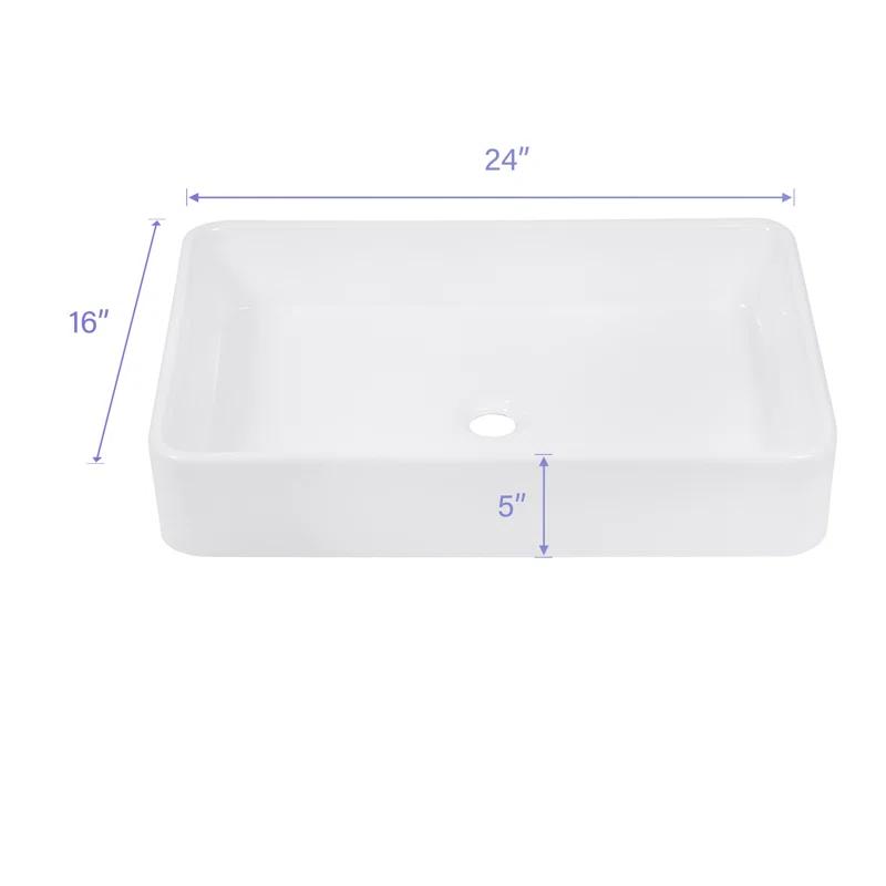 APRESSHUI 16'' Ceramic Rectangular Bathroom Sink