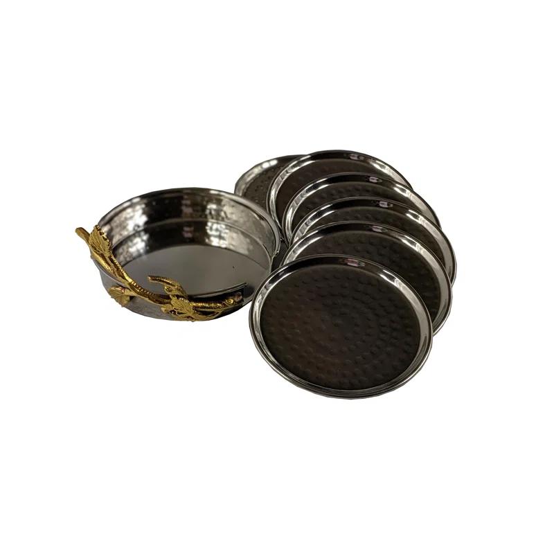 Stainless Steel Round 7 Piece Coaster Set (Set of 7)