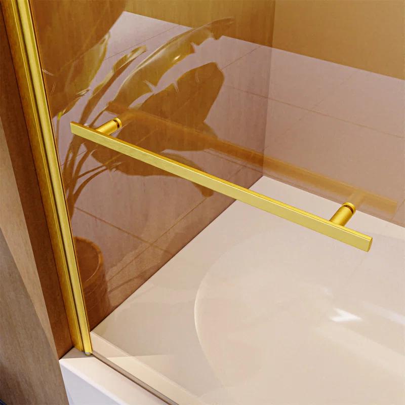 31"W x 55"H Frameless Folding Pivot Shower Tub Door Reversible Installation