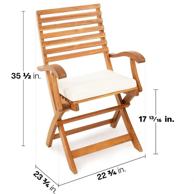ZILNOX Patio Chairs Set of 2, Wood Folding Armchairs with Cushions, 400lbs Capacity, Foldable and Space-Saving Design, Brown
