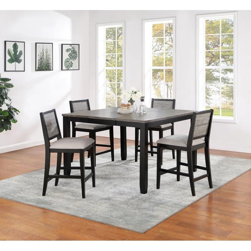 Crafters and Weavers Heritage Design - Elodie 5-Piece Extension Leaf Counter Dining Set Black