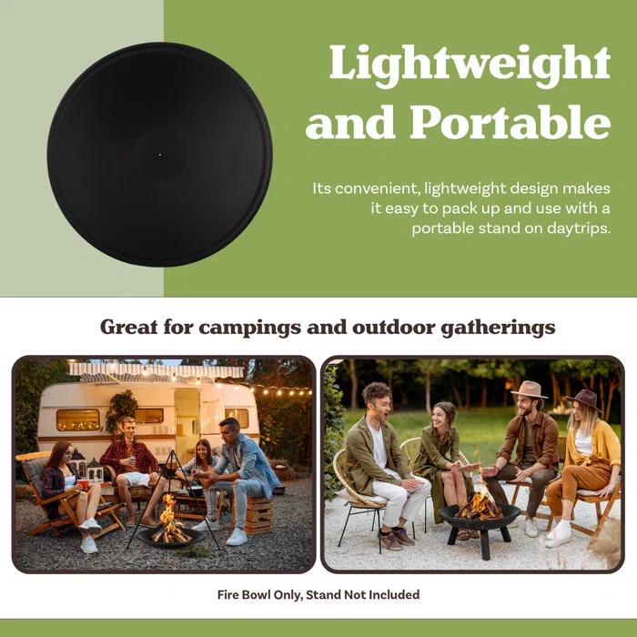 Pure Garden Fire Bowl - 24in Firepit Insert for DIY Fire Ring or Replacement - High Temp Finish Fire Pit Bowl - Fire Pits for Outside Wood Burning by Pure Garden