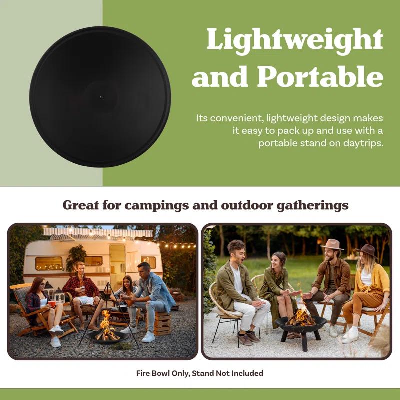 Pure Garden Fire Bowl - 24in Firepit Insert for DIY Fire Ring or Replacement - High Temp Finish Fire Pit Bowl - Fire Pits for Outside Wood Burning by Pure Garden