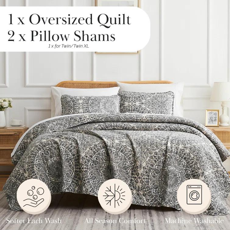 SouthShore Fine Linens Ashanti Oversized easy care lightweight Quilt Set by Southshore Fine Linens & Reviews | Wayfair