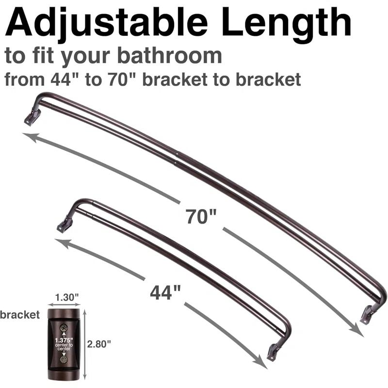 Utility-Sink 70'' Curved Fixed Shower Curtain Rod