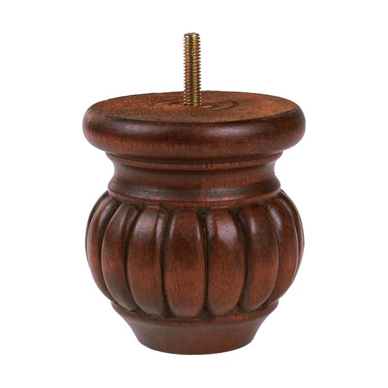Outwater 4in H x 3-1/2in Diameter Stained Espresso Solid Hardwood Bun Foot Leg Pack of 4