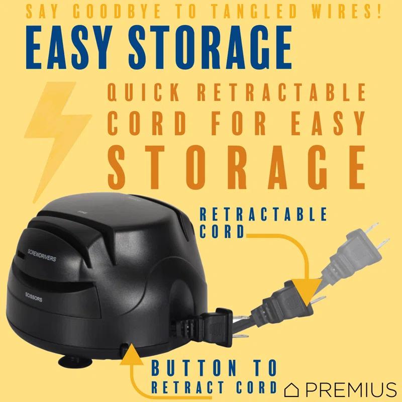 Chef Pro PREMIUS Compact 3-in-1 Electric Knife Sharpener System, Black