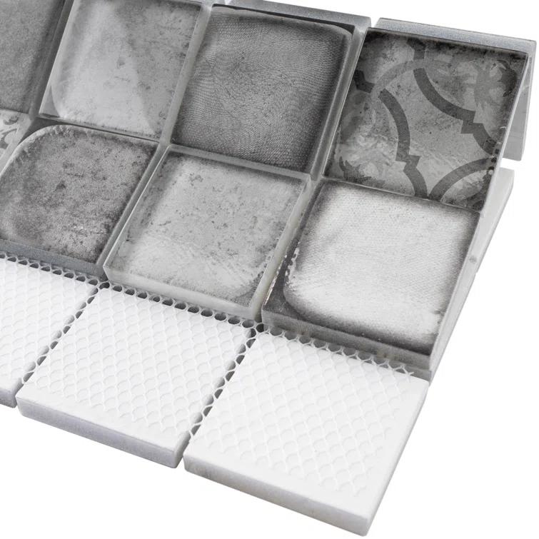 Supreme Tile Classic Roman 11.82 in. x 11.82 in. Squares Glossy Glass Mosaic Tile