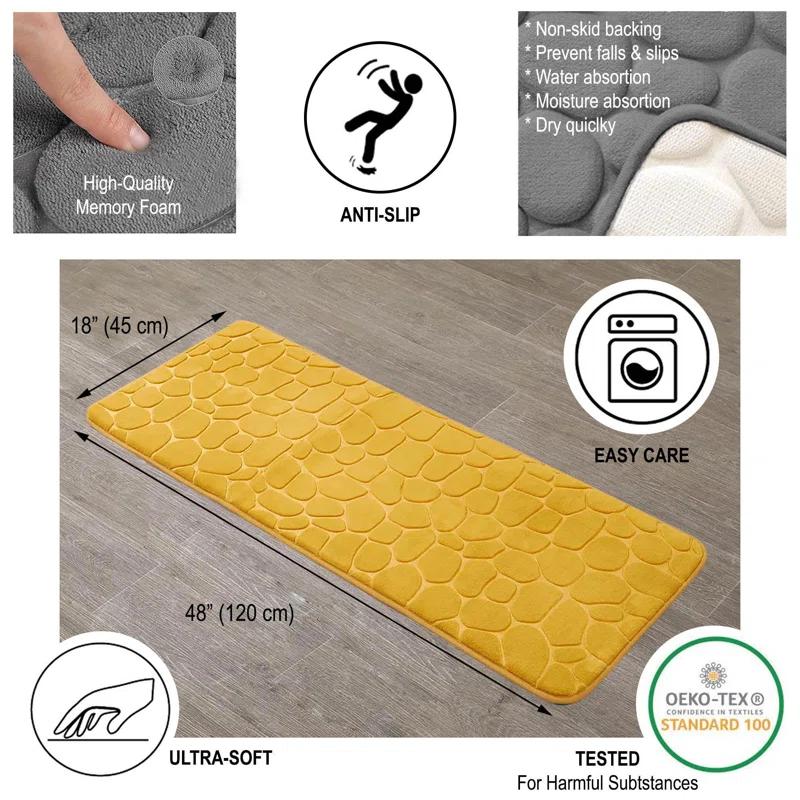 Evideco Pebble Runner Mat - Memory Foam - 48"L x 18"W for Kitchen, Bathroom and more