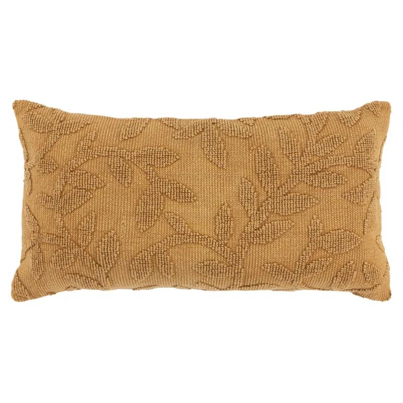 HomeRoots 14" X 26" Pumpkin Botanical Cotton Throw Pillow With Texture