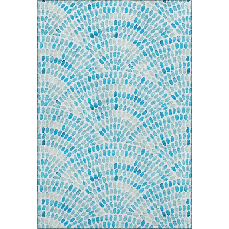 Premium Machine Washable Cerrito AMF186 Aqua Rug