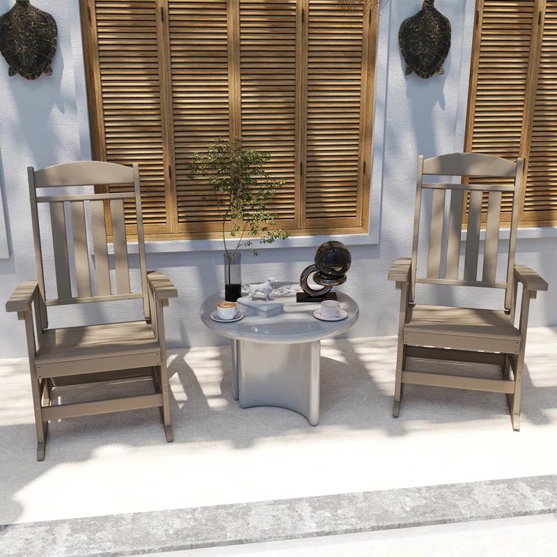 Oxing HDPE Outdoor Rocking Chair (Set of 2)
