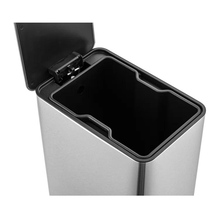 Wayfair Basics® 2.6 Gallon Stainless Steel Rectangular Step On Bathroom Trash Can