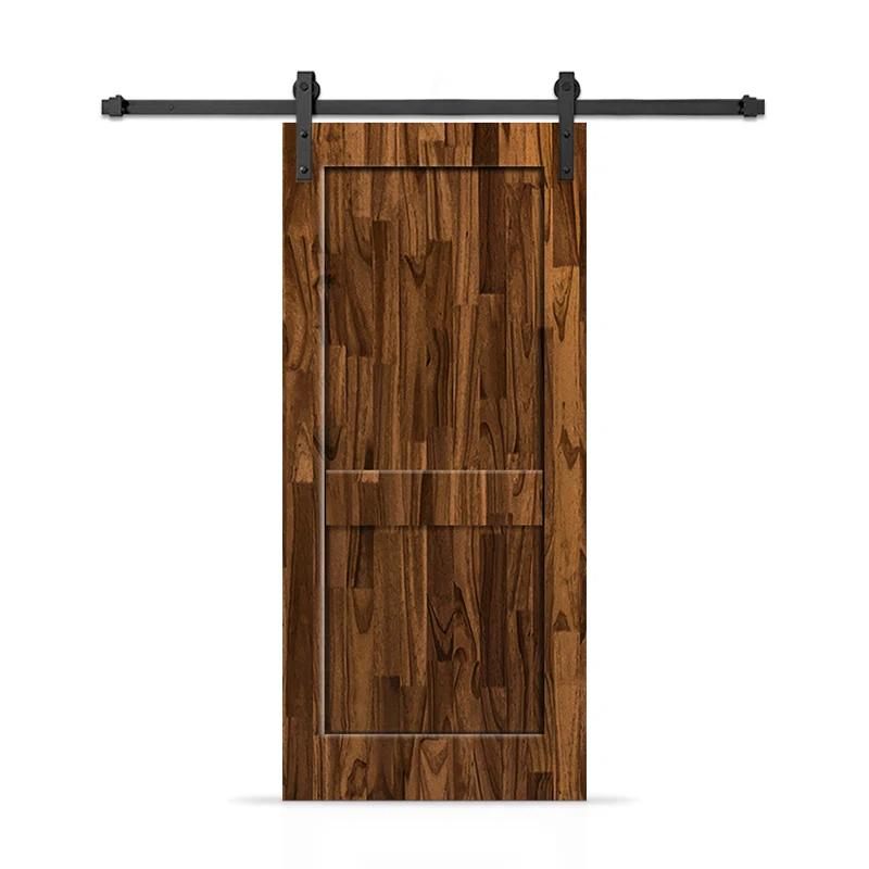 Calhome 2 Panel Shaker Stained Pine Wood Interior Sliding Barn Door with Hardware Kit