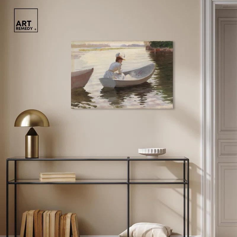 Art Remedy Woman in a Rowing Boat Canvas Classic Female Portraits by Art Remedy
