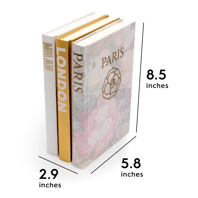 Latitude Run® Decorative Books for Home - Shelf Decor Accents - Set of 3