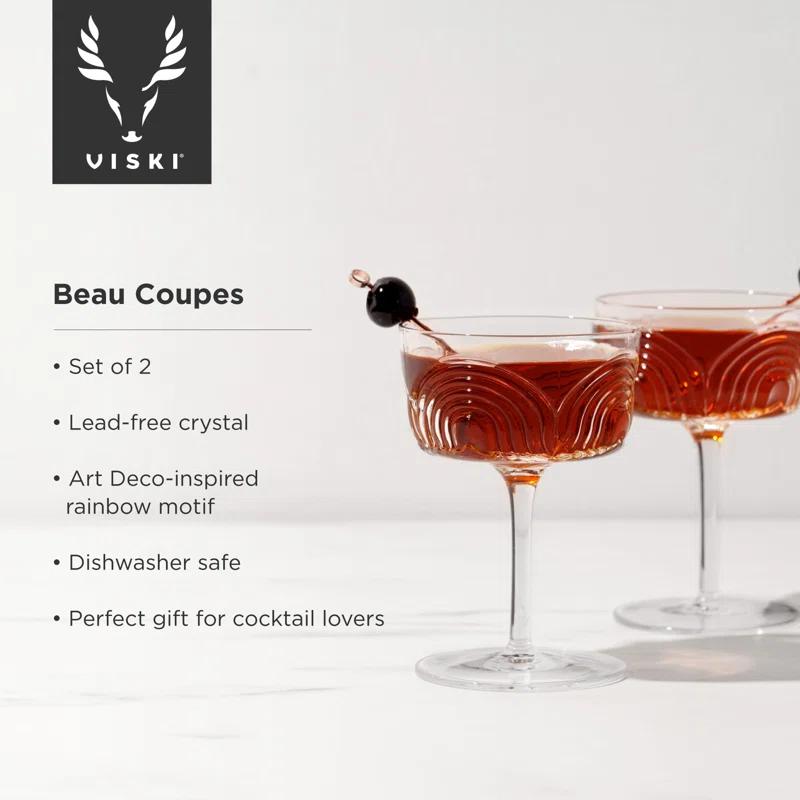 Viski Beau Crystal Cocktail Coupes (Set of 2)