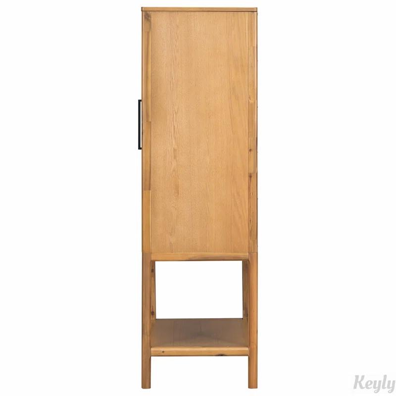 Keyly inc 36.2" W multiple storage functions Oak Veneer Cabinet