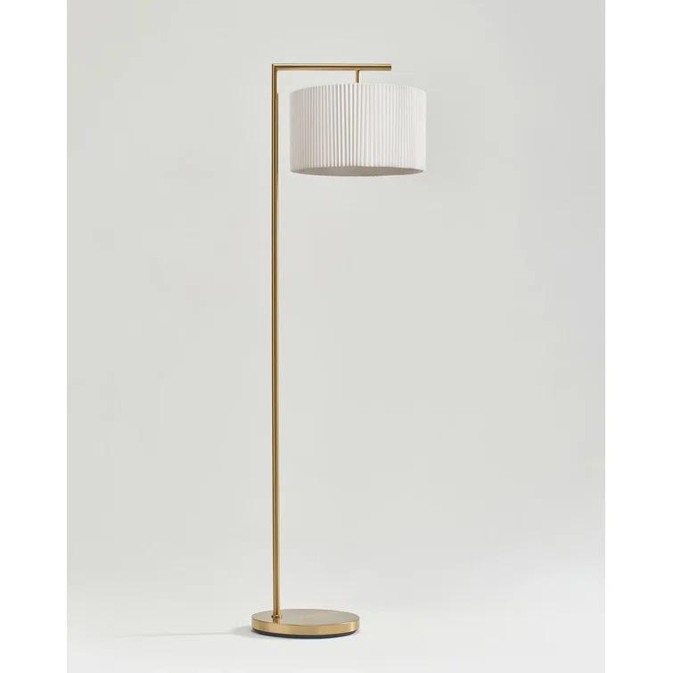 Montage Modern 60 in. Mid-Century Modern LED Floor Lamp with Fabric Drum Shade