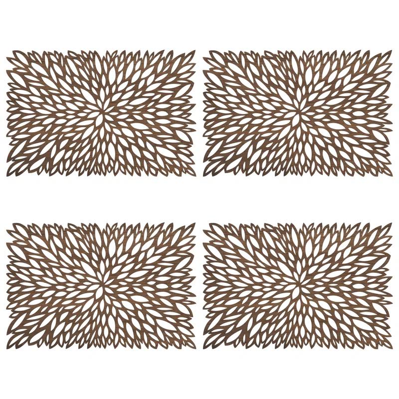 Saro Laser Cut Placemat Collection Floral Rectangle Placemat (Set of 4)