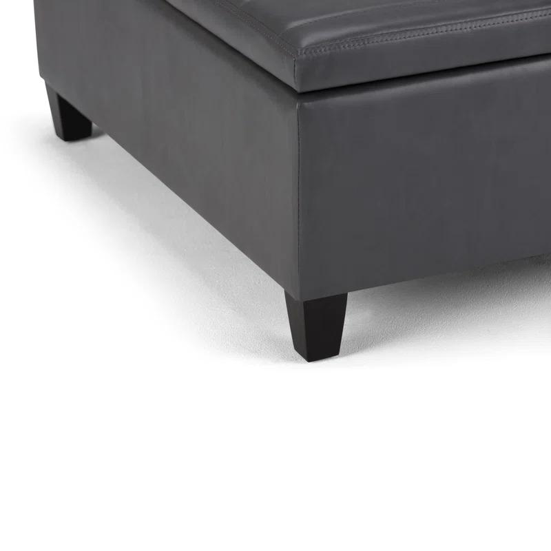 Simpli Home Ellis 36"W Upholstered Square Coffee Table Storage Ottoman with Split Lift Top