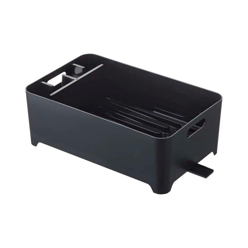 Yamazaki Home Tower Yamazaki Home Dish Drying Rack with Drainage Spout, 1.25 gallon, Utensil Holder, Handles