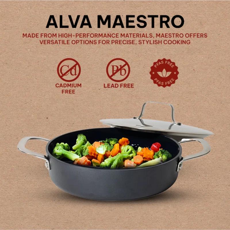 Alva Alva Maestro 3.5 Qt. Premium Nonstick Ceramic Frying Pan with Lid - Non Toxic and Oven Safe