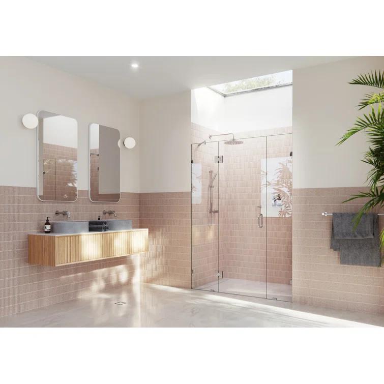 Glass Warehouse Stellar 55.5 in. W x 78 in. H Fully Frameless 3 Panel Inline Glass Hinged Shower Enclosure GHF-55.5-CH
