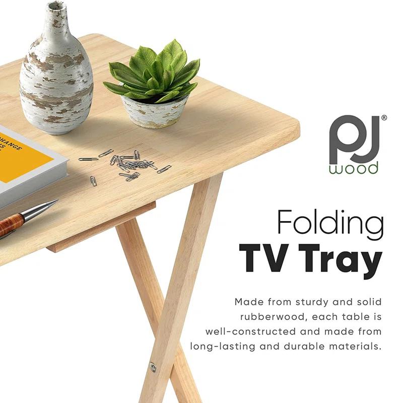 PJ Wood 19.09'' Solid Wood Rectangular Portable Folding Table (Set of 2)